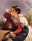 Girl Canvas Paintings - Young Italian Girl by the Well
